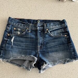 7 For All Mankind Blue Mini Denim Shorts